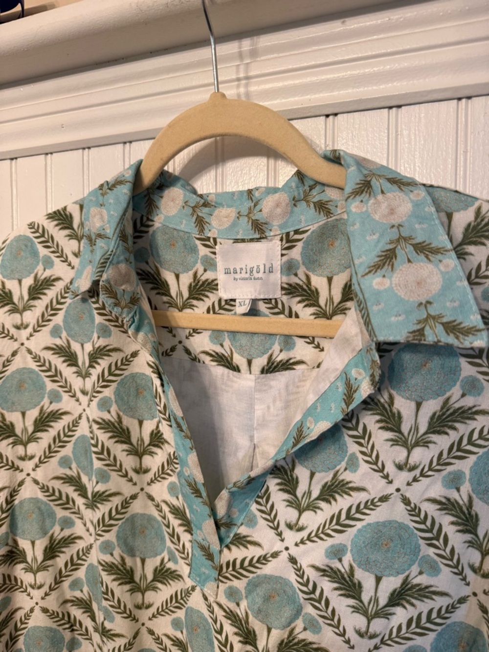 Victoria Dunn Cream and Teal Floral Tunic Dress - Picture 2 of 4